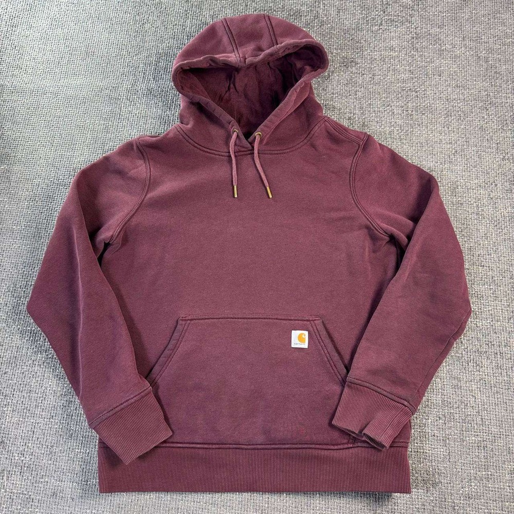 Carhartt Relaxed Fit Hoodie Women M Burgundy Heather Workwear Sweatshirt